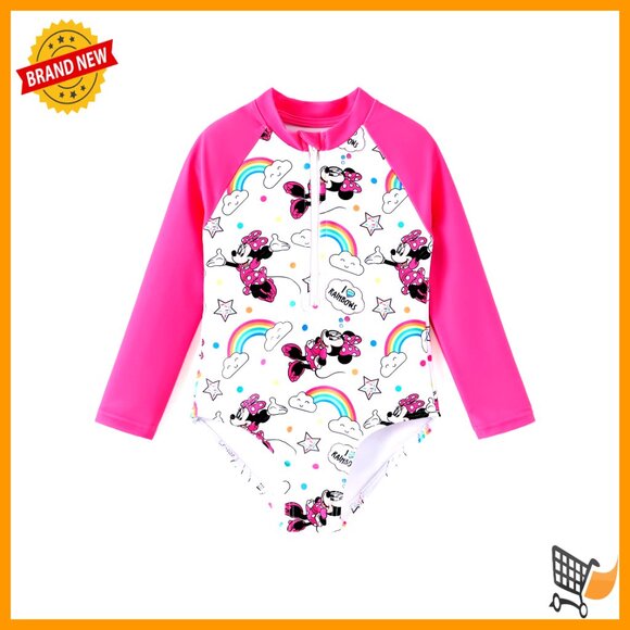 Long Sleeve One Piece Rash Guard Swimwear UPF 50+ Girls Sporty Comfort Fit